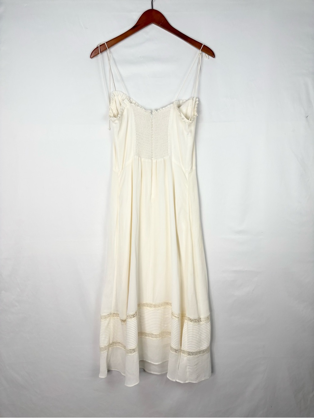 Reformation Ronan Lace Trim Midi Dress White Size 10 Adjustable Strap - Picture 4 of 9